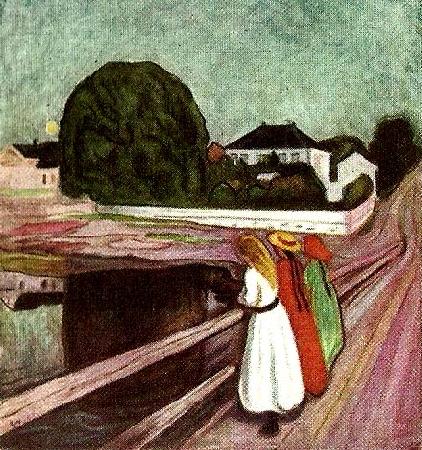 Edvard Munch flickor pa bron oil painting image